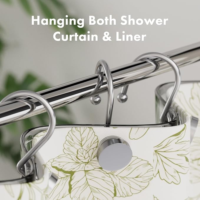 AmazerBath Shower Curtain Hooks Chrome Shower Curtain Rings, Heavy Duty Modern - Image 2