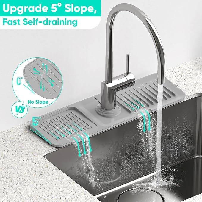 17.7'' Faucet Mat for Kitchen Sink Kitchen Sink Splash Guard Silicone Kitchen - Image 2