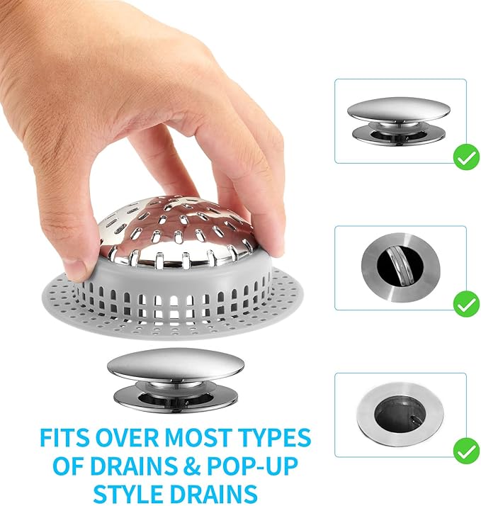 Aluvor Bathtub Drain Hair Catcher Shower Drain Cover Sink Drain Protector | - Image 3