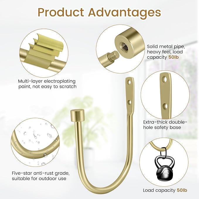 HIKMLK Curtain Holdbacks 2pcs, Cast Iron Solid Heavy Duty Metal Curtain Tieback - Image 3