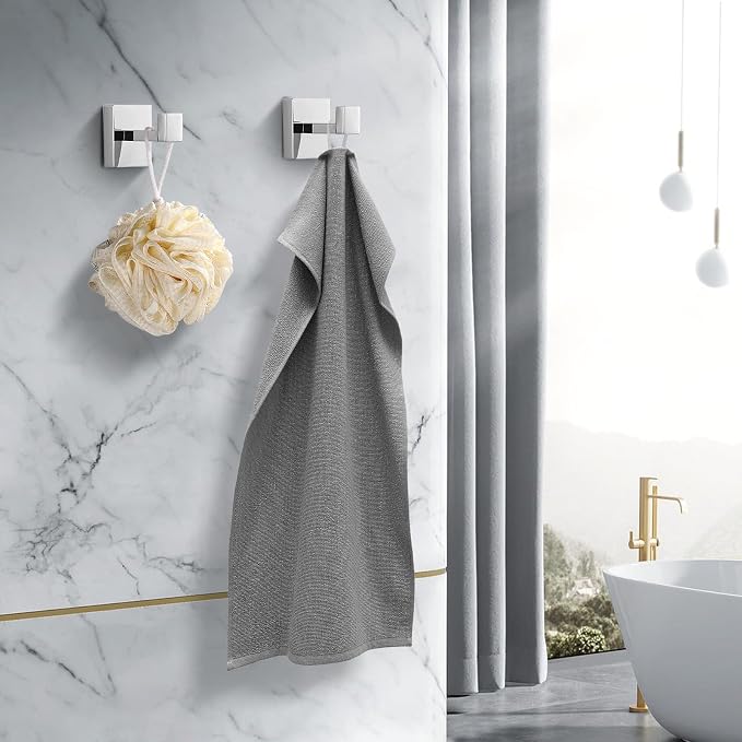Towel Hooks for Bathrooms, Heavy Duty Stainless Steel Bathroom Hooks | Square - Image 3