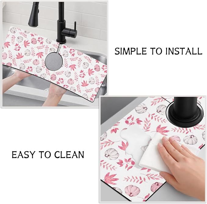 Fall Kitchen Sink Splash Guard Faucet Mat, Farmhouse Sink Splash Guard Behind - Image 4