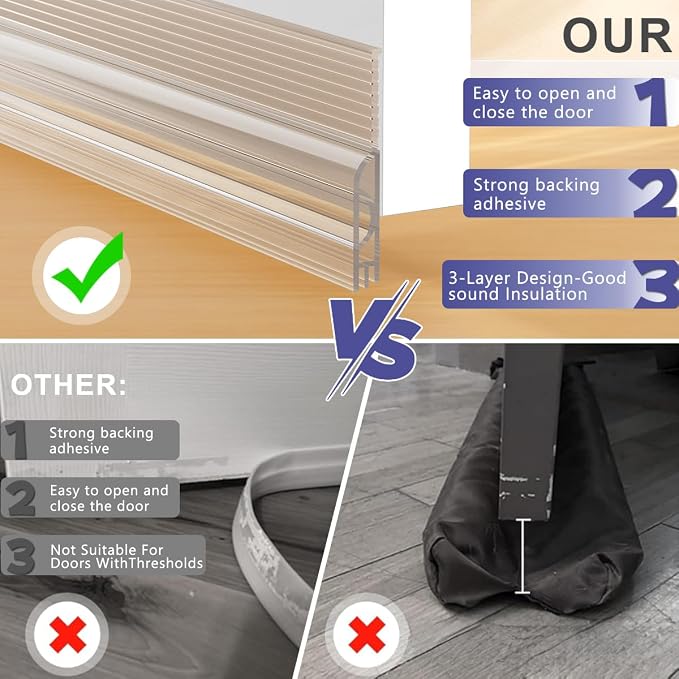 Door Draft Stopper, Adjustable Door Sweep - Image 5