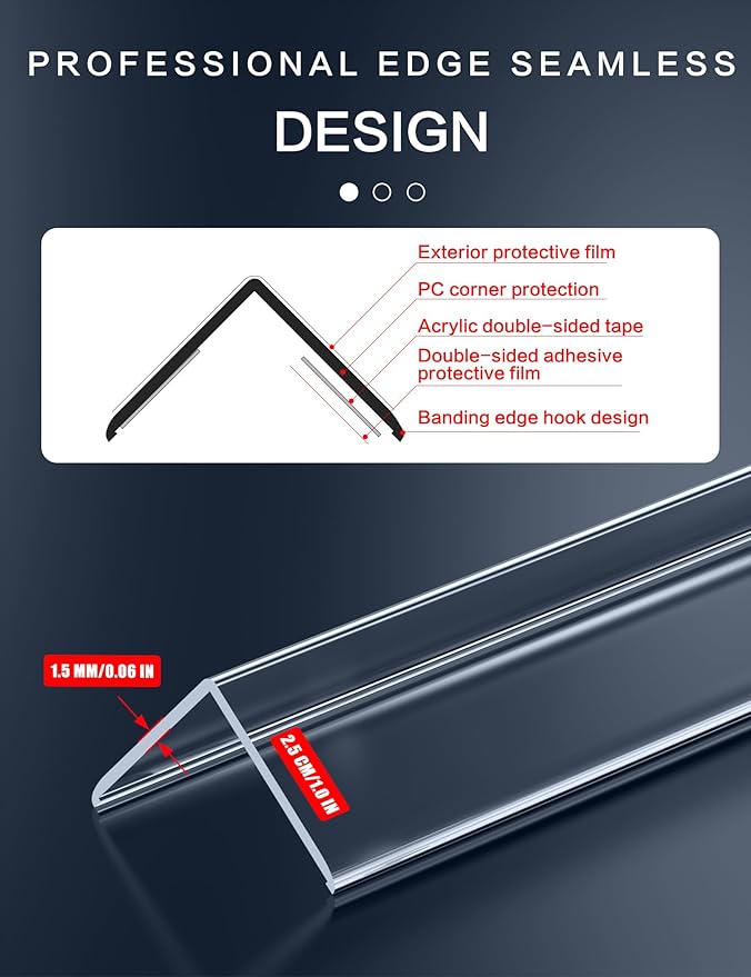 ‎‎Frychee Clear Self-Adhesive Wall Corner Protectors，Corner Guards & Edge Protector for Wall Door Frame Cabinet Baseboard & Door, Table, Stair (36, 48" X 1.0")