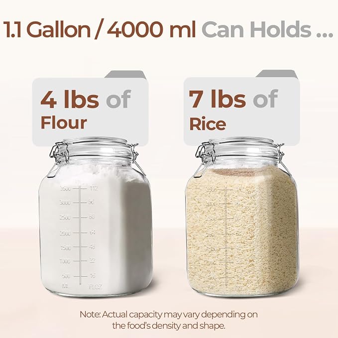 ComSaf Large Square Glass Food Jars 1.1 Gallon 2 Pack - Image 8