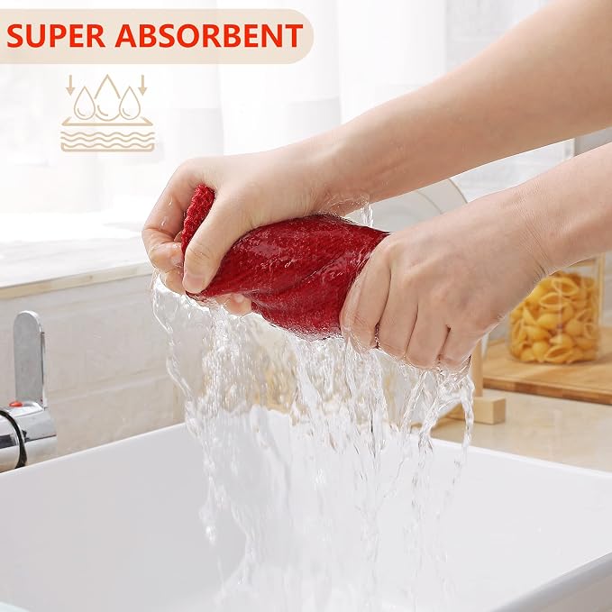 Homaxy 100% Cotton Waffle Weave Kitchen Dish Cloths 6-Pack, Ultra Soft - Image 3