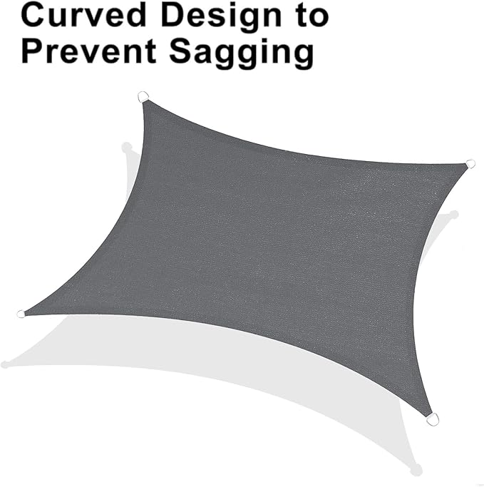 LOVE STORY Custom Size 12' x 14' Dark Grey Sun Shade Sail Canopy Commercial Rectangle Sail Shade Fabric for Patio Garden Backyard Pool (Customized)