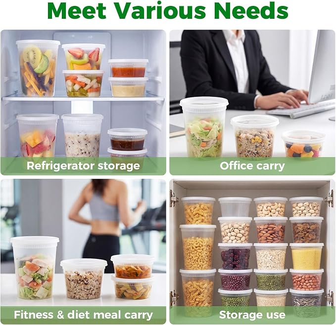 vivigu Deli Containers with Lids 48 Sets, 32/16/8 oz Food Storage Containers - Image 6