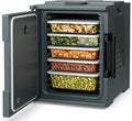COSTWAY Insulated Food Pan Carrier, 95 Qt Hot Box Catering for 6 Full-Size Pan, Stackable Design, Fastener, Portable Front-Loading Food Warmer for Family Gathering, Buffets, Restaurant, Grey (1)