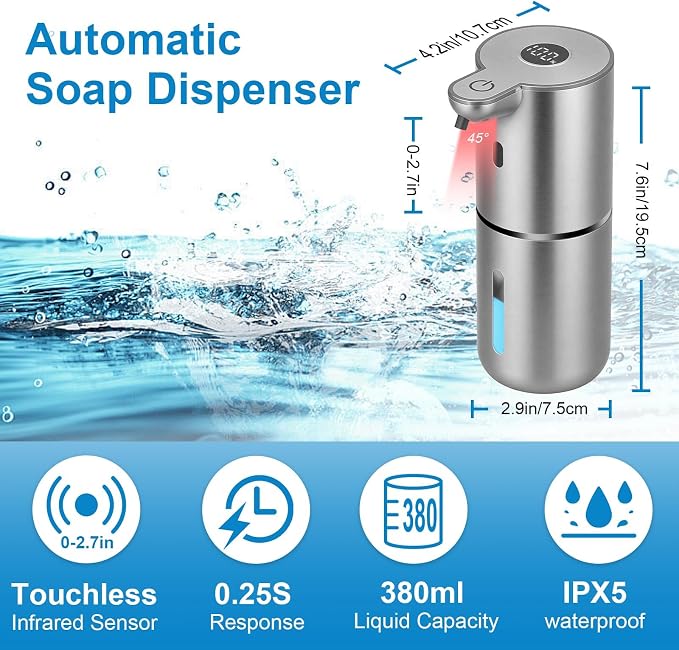 OHIFAST Automatic Foaming Soap Dispenser Touchless, USB Rechargeable Smart Hand - Image 2