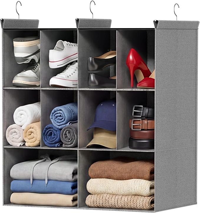 3 Tier Hanging Closet Organizer, 10 Compartments Dual Row Storage, 3 Sturdy by Ofiray-home