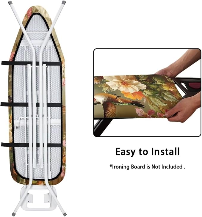 Hummingbird Flower Cover for Ironing Board 15x54 Inch Standard Size Iron Board - Image 4