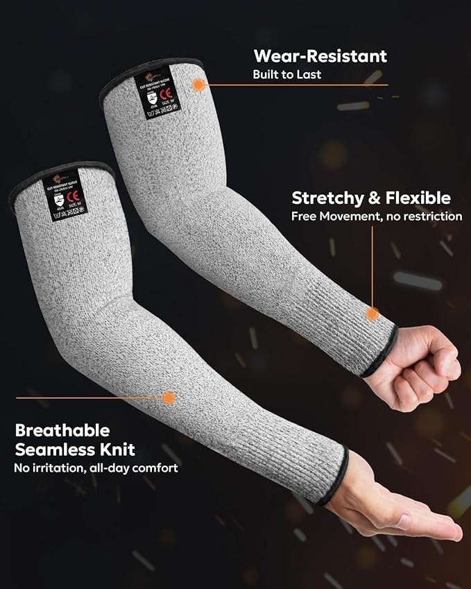 Evridwear Protective Arm Sleeves Cut Resistant Farmers Sleeves for Men Work, Gardening, Farming, Arm Protectors for Thin Skin and Bruising (Medium, No Thumb Hole)