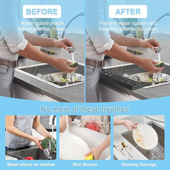 Silicone Sink Edge Protectors 4" x 24", Upgrade Kitchen Sink Splash Guards - Image 4