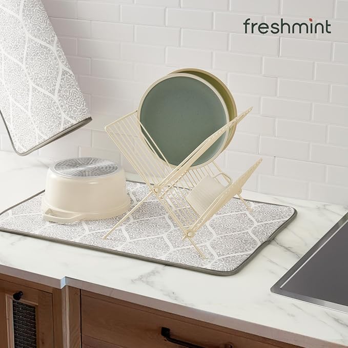 FRESHMINT Dish Drying Mats 2 Pack, Modern Medallion | Quick Dry, Ultra Absorbent - Image 5