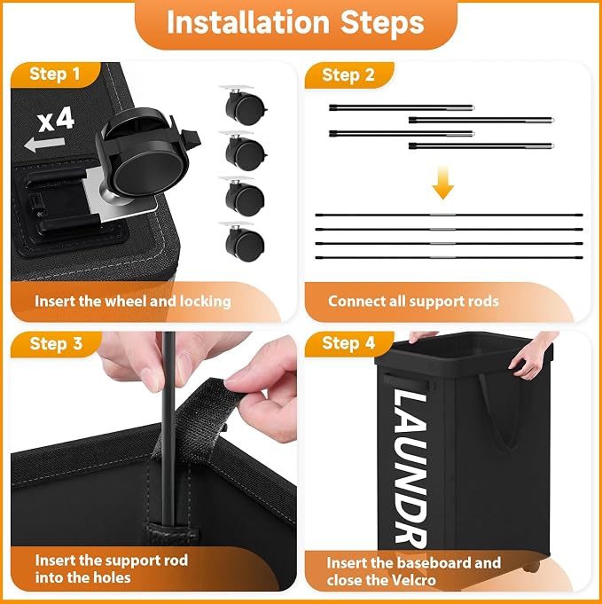 Optish 50L Slim Rolling Laundry Basket - Image 7