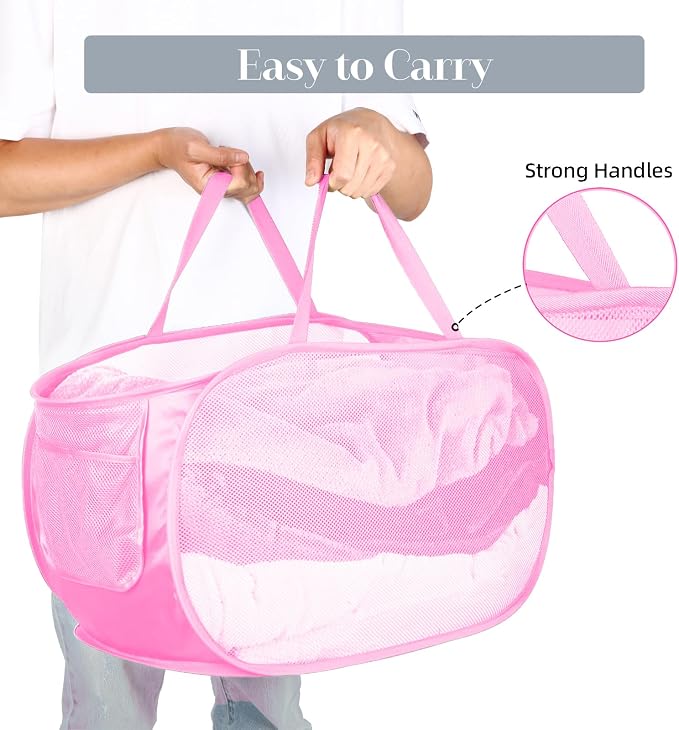 4 Pcs Durable Collapsible Laundry Baskets, Foldable Large Opening Pop Up - Image 6
