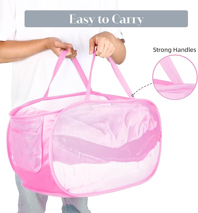 Durable Collapsible Laundry Baskets, Mesh Pop Up Laundry Hamper - Image 5