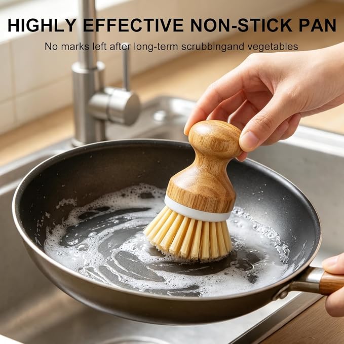 Bamboo Dish Scrubber 2 Pack Kitchen Brushes - Image 6