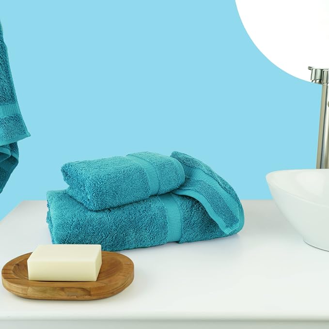 Chakir Turkish Linens 100% Cotton Personalized 3-Piece Set, Aqua | Personalized - Image 2