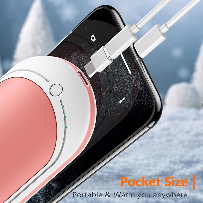 BESKAR Rechargeable Hand Warmer, 5200mAh Electric Hand Heater, Double-Sided Heating, USB Quick Charge, Portable Pocket Hand Warmer for Outdoor, Golf, Raynauds - Winter Gift