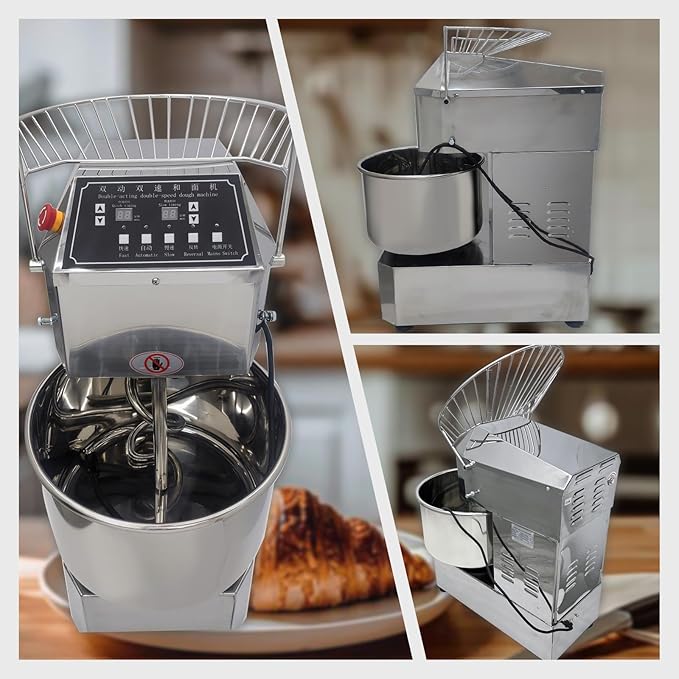 INTSUPERMAI Commercial Dough Mixer Machine 30QT Stand Flour Mixing Machine Electric Food Stand Mixer with Double Action Double Speed Spiral Mixing Time Setting 110V 30L Capacity