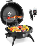 Outvita Indoor/Outdoor Electric Grill, 1600W Portable Removable Stand Grill with Double Layer Design for Countertops, BBQ, Patio & Backyard (Black)