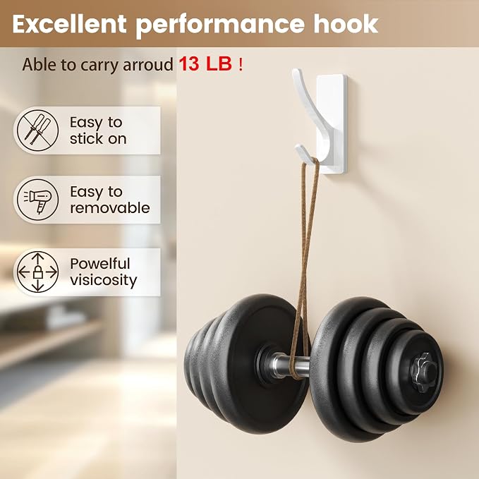 pickpiff White Self-Adhesive Hook, 13LB Hanger - Image 2
