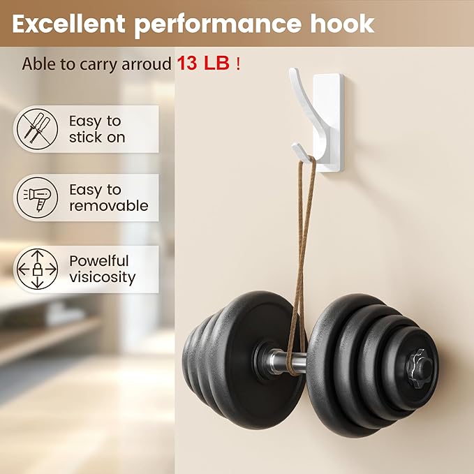 pickpiff White Self-Adhesive Hook, 13LB Hanger - Image 2