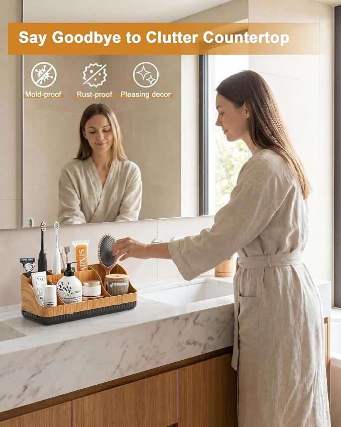 Bathroom Counter Organizer and Storage, 7 Slots Detachable Toothbrush Holders - Image 2