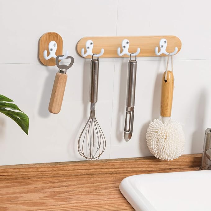 IBosins 20 Pack White Double Prong Coat Hooks Wall Mounted - Image 3