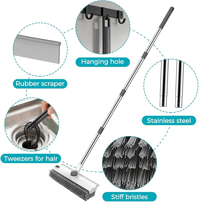 SetSail Floor Scrub Brush with 54in Adjustable Long Handle, Heavy Duty Floor - Image 5