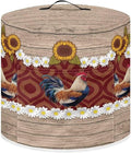 Air Fryer Cover Dust Cover Compatible with 3 Quart Instant Pot, Dust Protection Insulated Kitchen Appliance Cover with Top Handle and Storage Pockets for Gift, Daisy Rooster Wood Grain