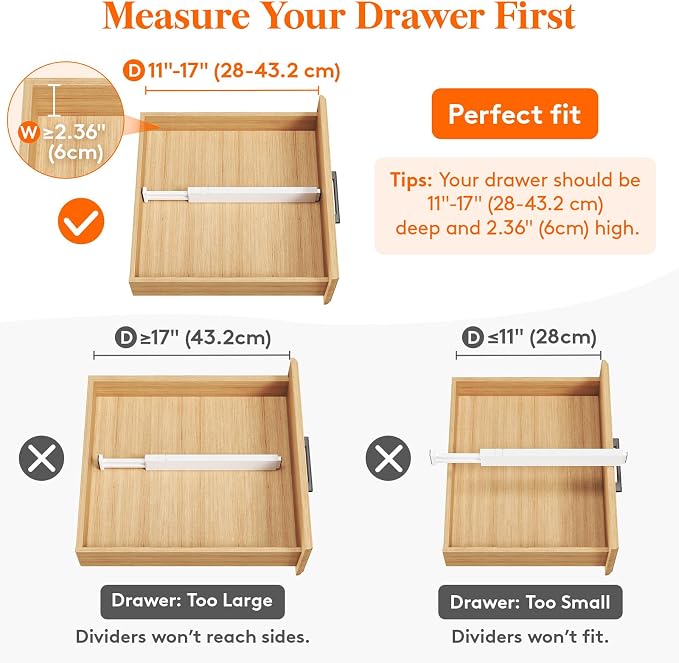 Lifewit 2.36" Upgrade Kitchen Drawer Dividers, Adjustable Drawer Organizer | - Image 4