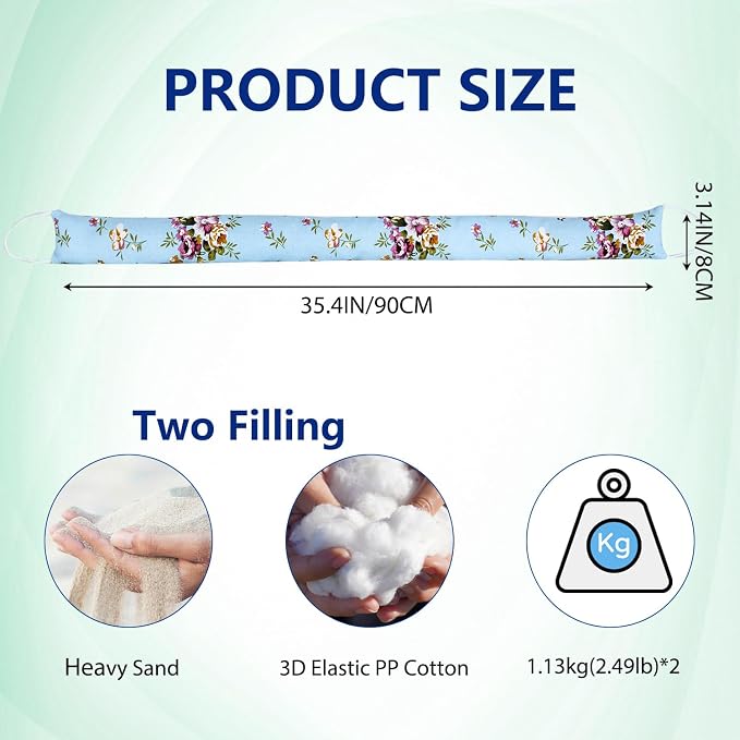 2 Pack 36 Inch 2.8 Inch Wide Slim Under Door Blocker Door Draft Stopper - Image 2