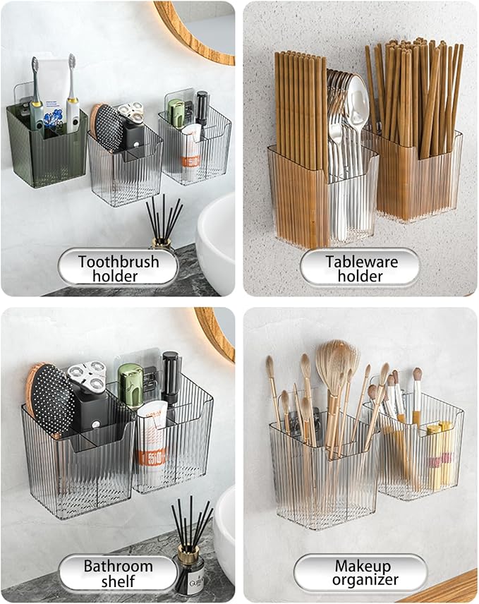 Lae Nuvole 2Pcs Storage Organizer Bins, Wall Shower Toothbrush Caddy - Image 6