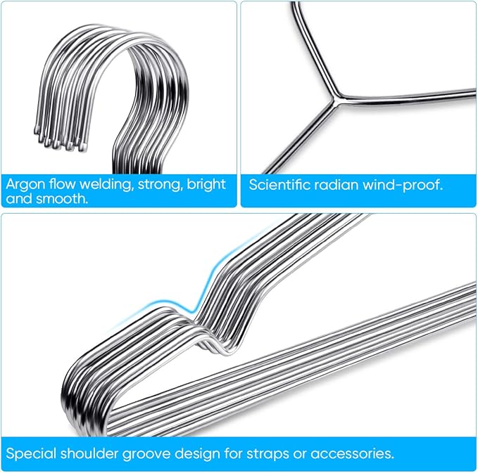 Fayleeko 10 Pack Wire Coat Hangers - Image 3