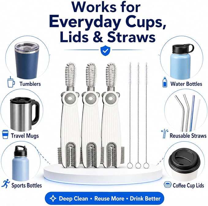 3-in-1 Cup Lid Gap Cleaning Brush Set - Image 6