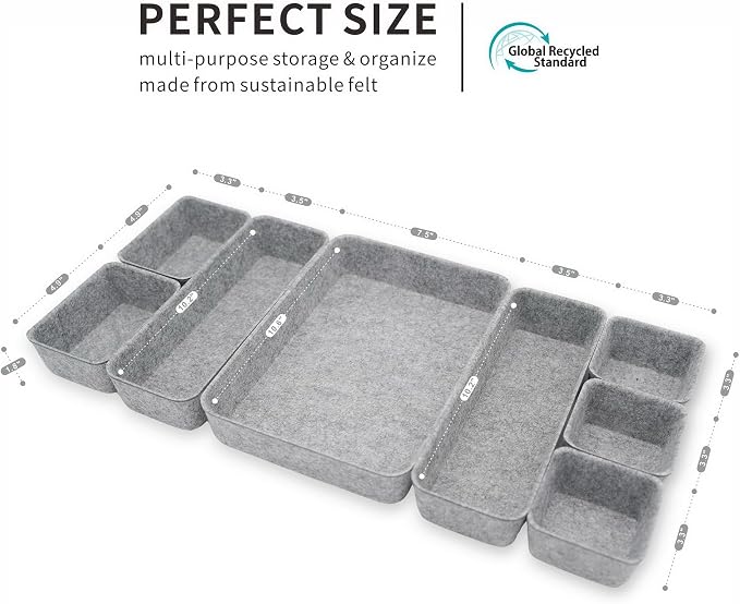 Desk Drawer organizers tray Felt storage bins aesthetics room décor - Image 6