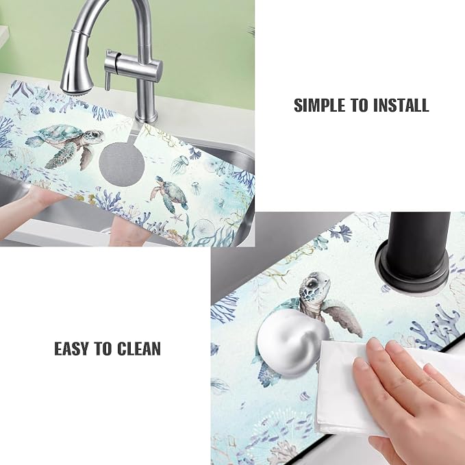 Sink Faucet Absorbing Mat, 2 Pack Drying Mat Around Faucet Sink Splash Guard - Image 4