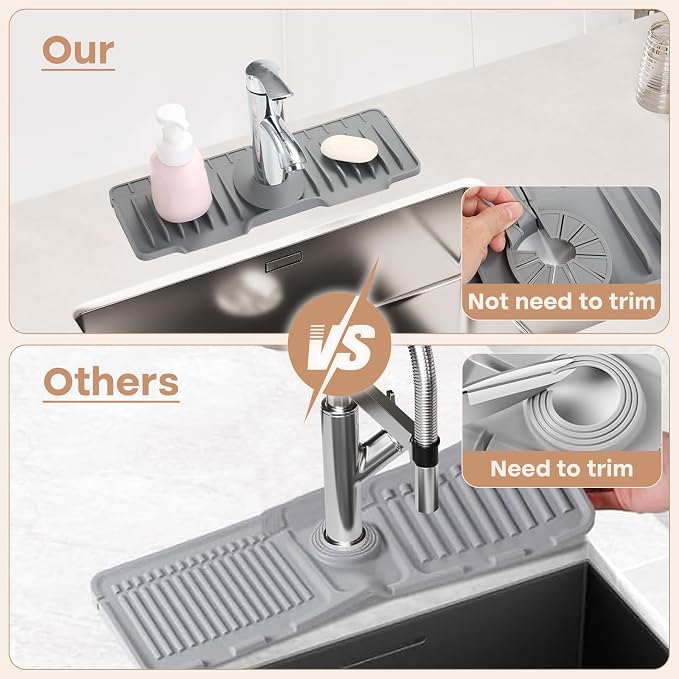 15.75 Inch Kitchen Sink Faucet Mat, Sink Protector&Splash Guard | Silicone - Image 5