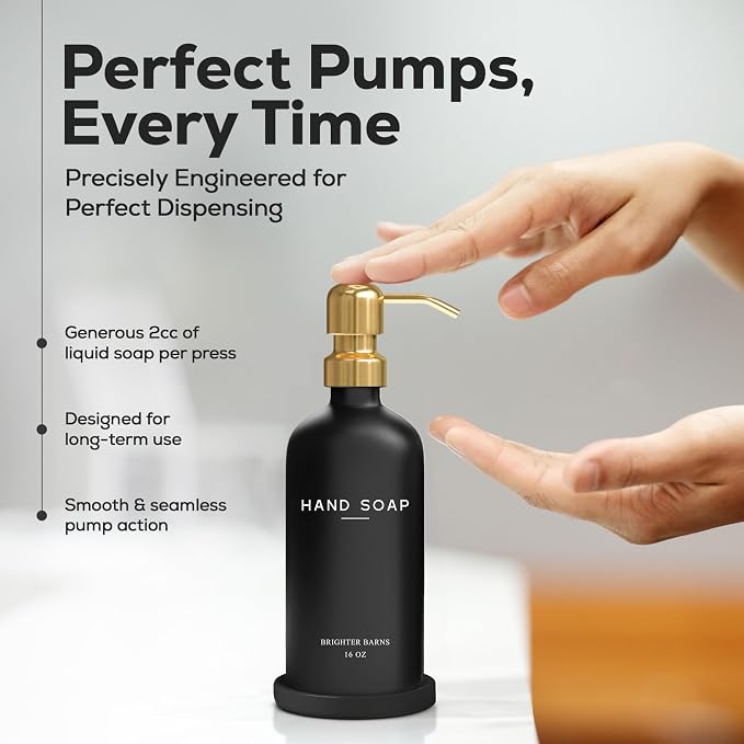 Luxury Glass Hand Soap Dispenser Bathroom Set by Brighter Barns - Image 4
