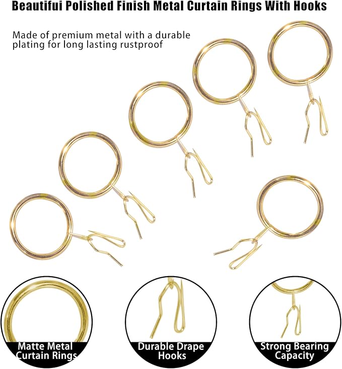 40 Pcs Metal Curtain Rings Drapery Rings Curtain Rod Rings and Metal Curtain - Image 3