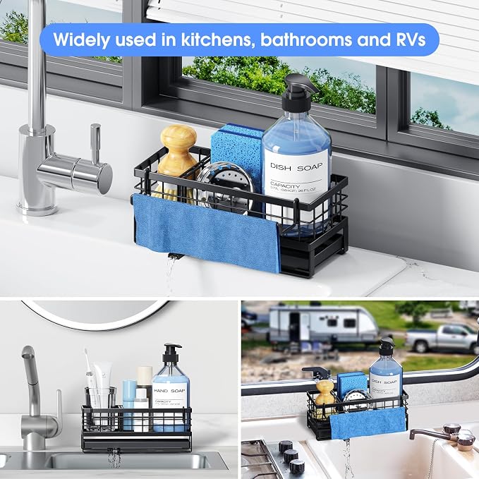 Metal Kitchen Sink Sponge Holder, Countertop Sink Caddy - Image 8