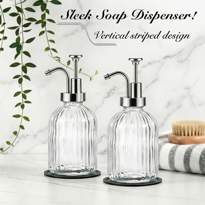 SheeChung 12oz Clear Glass Liquid Soap Dispenser, 1 Pack | Elegant Hand Soap - Image 3