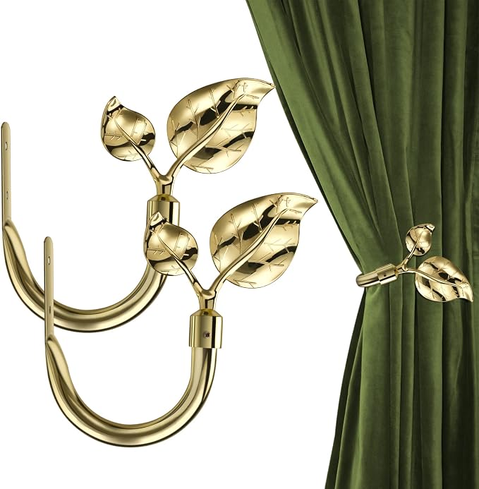 HIKMLK Leaf Shaped Curtain Tieback Holdbacks 2pcs, Handmade Metal Curtain Side by HIKMLK
