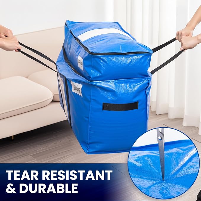 TAILI 2 Tier Moving Bags, 4 Blue Silver Storage Bags - Image 6