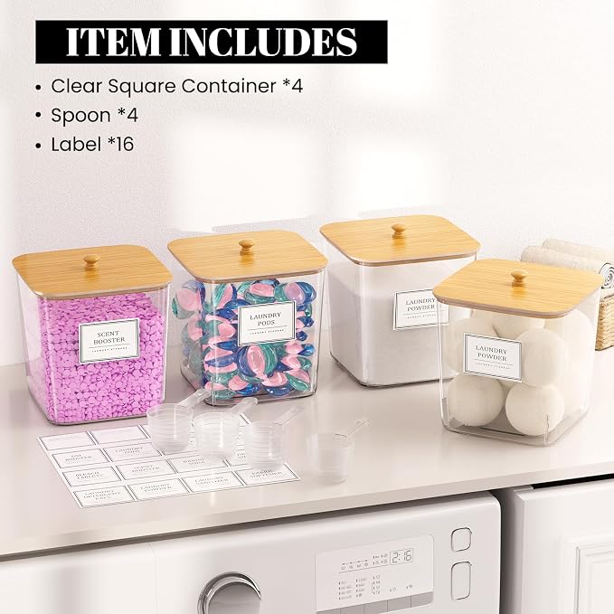 HomePekite 4 Pack Clear Laundry Pod Container, Laundry Room Organization - Image 5