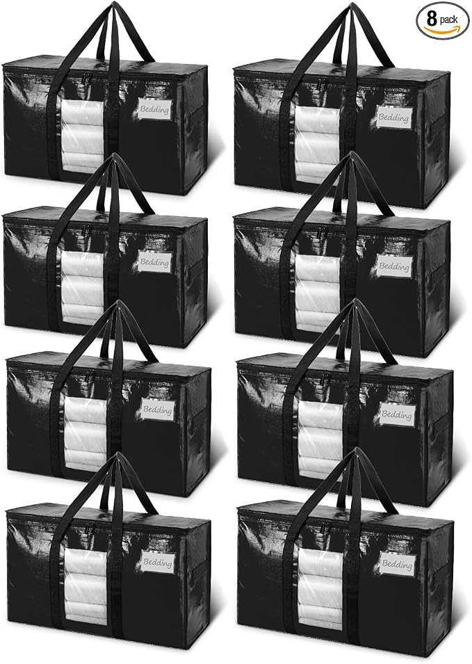 TAILI 8 Pack Black Extra Large Moving Bags, Storage Bag by TAILI