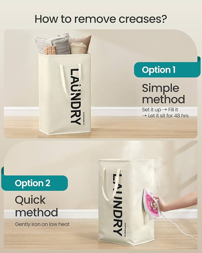 SONGMICS Laundry Hamper, 80L Foldable Basket, 2 Pack, Water-Repellent - Image 6